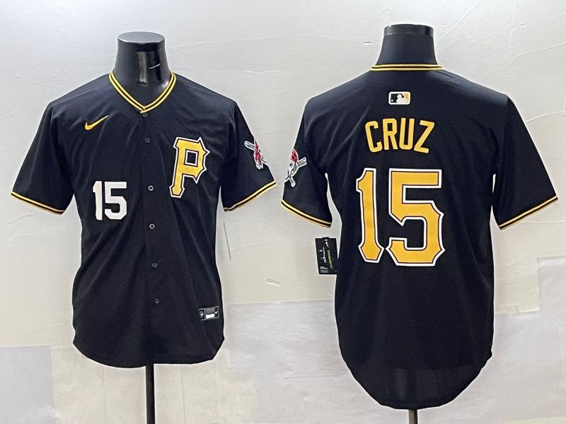 Men Pittsburgh Pirates 15 Cruz Black Game 2025 Nike MLB Jersey style 2
